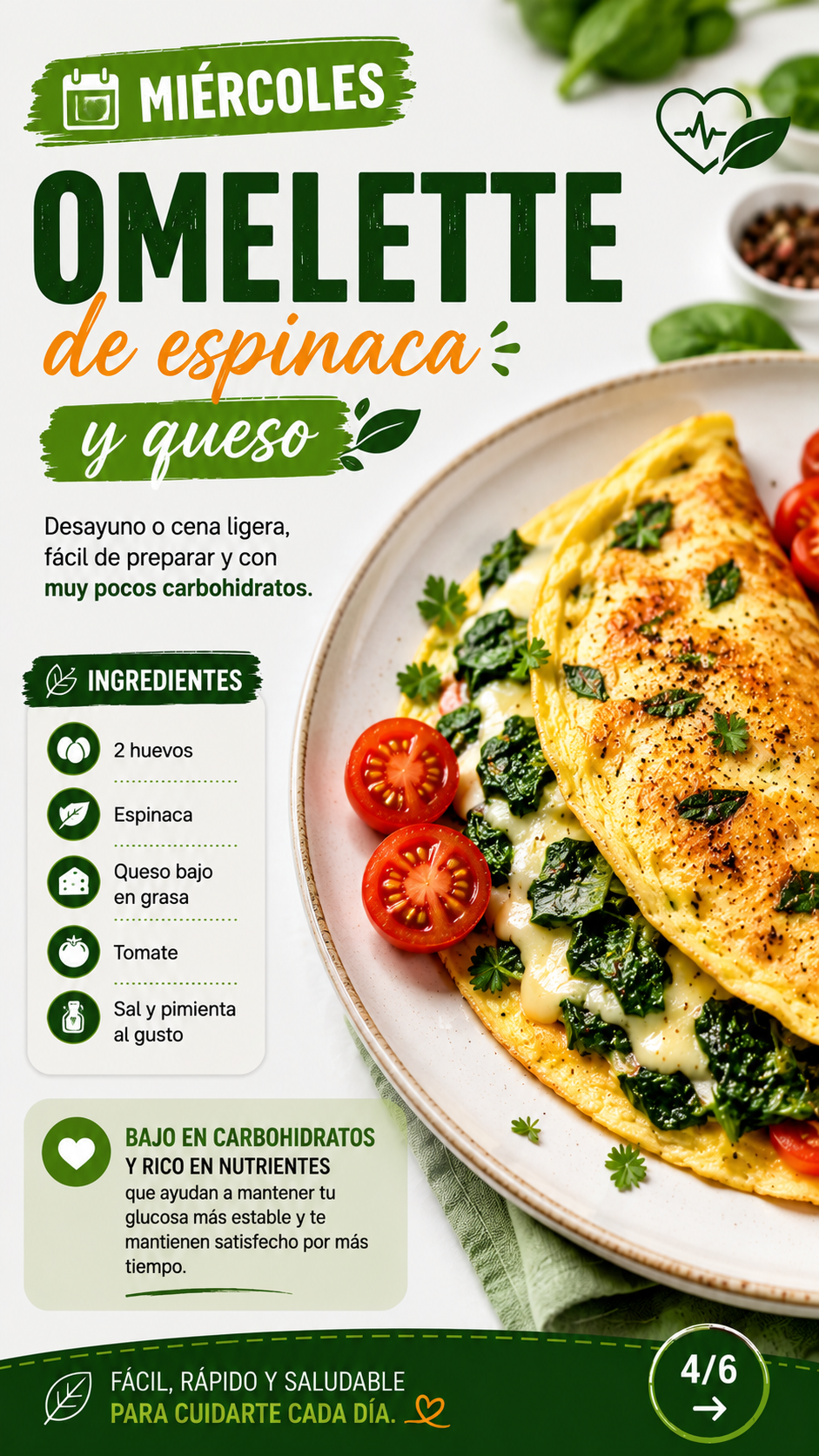 Carrusel: omelette de espinaca y queso